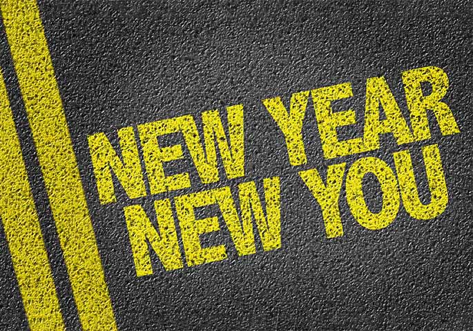 Yellow street lettering New Year New You.