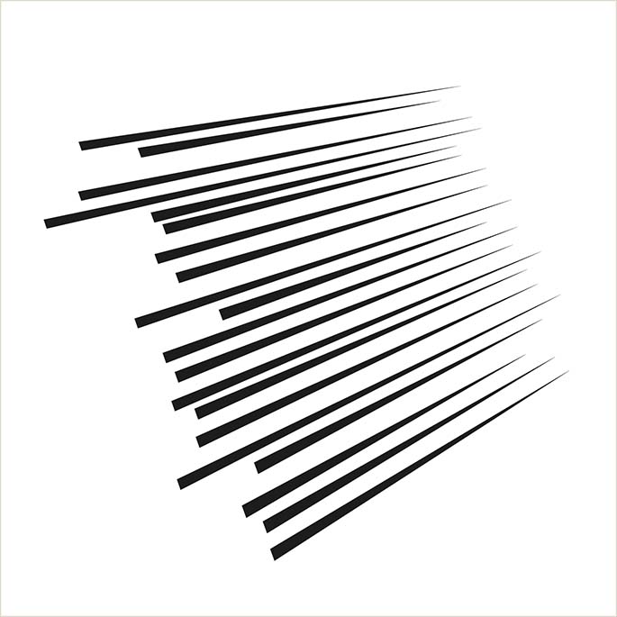 Black horizontal bars that disappear in the background.